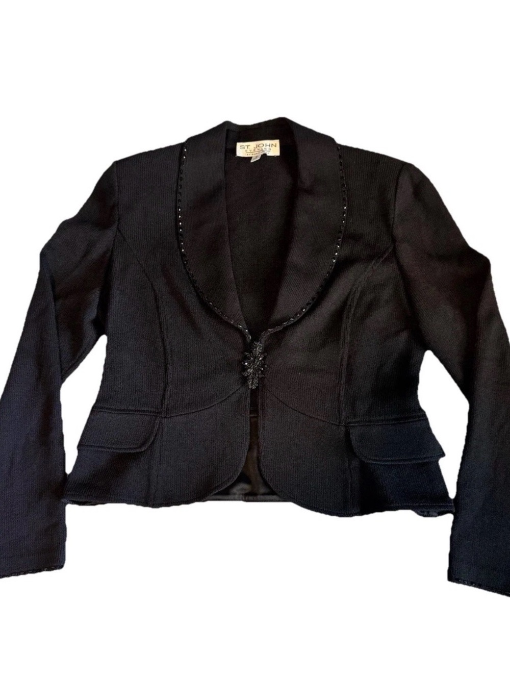 St. John Black Beaded Knit Jacket